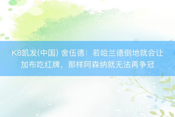 K8凯发(中国) 舍伍德：若哈兰德倒地就会让加布吃红牌，那样阿森纳就无法再争冠