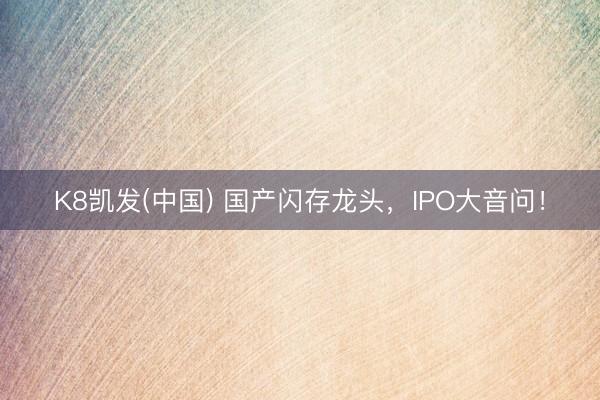 K8凯发(中国) 国产闪存龙头，IPO大音问！