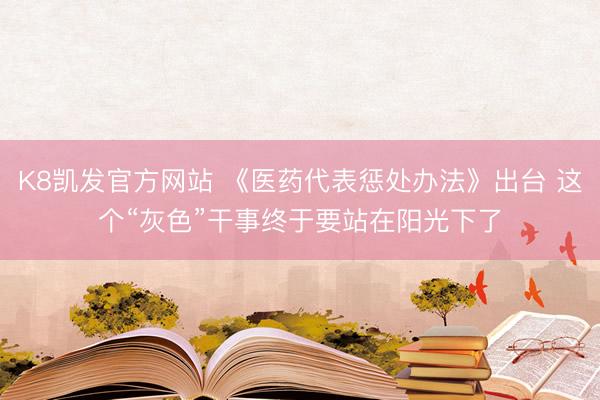 K8凯发官方网站 《医药代表惩处办法》出台 这个“灰色”干事终于要站在阳光下了