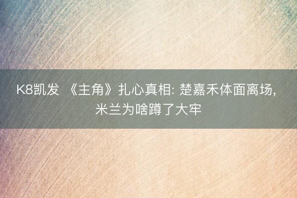 K8凯发 《主角》扎心真相: 楚嘉禾体面离场， 米兰为啥蹲了大牢
