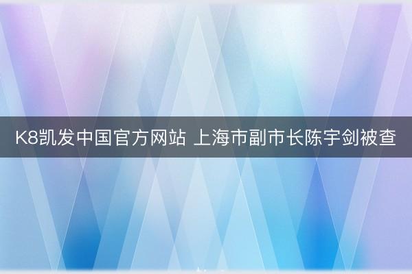 K8凯发中国官方网站 上海市副市长陈宇剑被查
