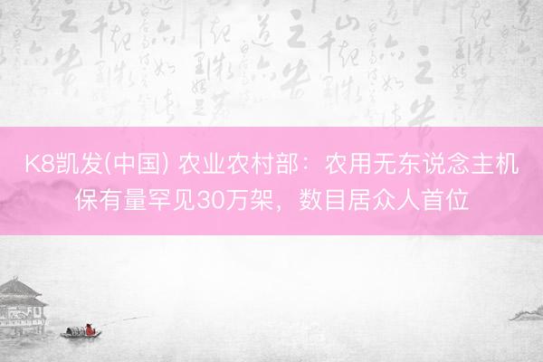K8凯发(中国) 农业农村部：农用无东说念主机保有量罕见30万架，数目居众人首位